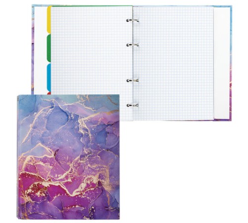 Тетрадь на кольцах А5 (175х215 мм), 120 листов, твердый картон, клетка, с разделителями, BRAUBERG, Marble, 404086
