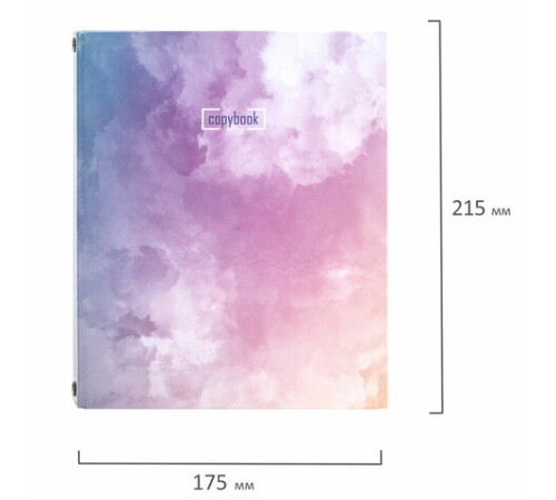 Тетрадь на кольцах А5 (175х215 мм), 240 листов, твердый картон, клетка, BRAUBERG, Cloud, 404094