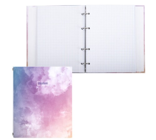 Тетрадь на кольцах А5 (175х215 мм), 240 листов, твердый картон, клетка, BRAUBERG, Cloud, 404094