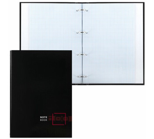 Тетрадь на кольцах БОЛЬШАЯ А4 (210х305 мм), 100 листов, твердый картон, клетка, BRAUBERG, Dark, 404101