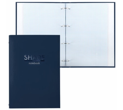Тетрадь на кольцах БОЛЬШАЯ А4 (210х305 мм), 100 листов, твердый картон, клетка, BRAUBERG, Shade, 404102