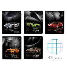 Тетрадь А5 48л. АЛЬТ скоба, клетка, глянцевый лак, 