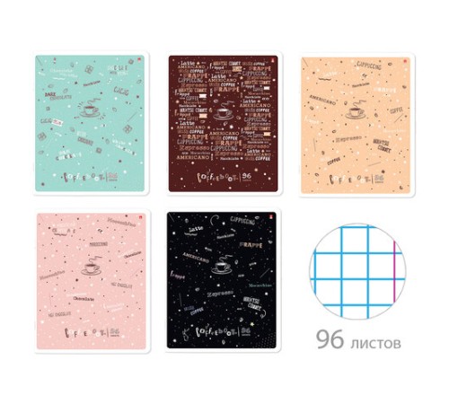 Тетрадь А5 96 л. АЛЬТ скоба, клетка, гибридный лак, 