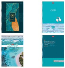 Тетрадь А4, 80 л., HATBER, гребень, линия, обложка картон, 