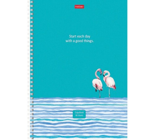 Тетрадь А4, 80 л., HATBER, гребень, линия, обложка картон, 