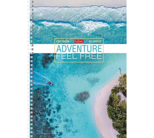 Тетрадь А4, 80 л., HATBER, гребень, линия, обложка картон, 