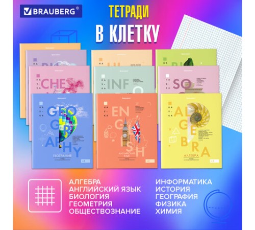 Тетради предметные со справочным материалом, КОМПЛЕКТ 12 ПРЕДМЕТОВ, 48 л., обложка картон, BRAUBERG, 