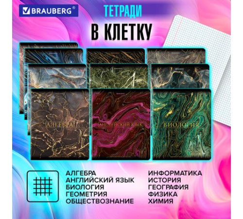 Тетради предметные, КОМПЛЕКТ 12 ПРЕДМЕТОВ, 48 л., SoftTouch, фольга, BRAUBERG, 