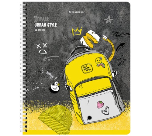 Тетрадь А5 48 л. BRAUBERG гребень, клетка, обложка картон, 