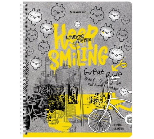 Тетрадь А5 48 л. BRAUBERG гребень, клетка, обложка картон, 