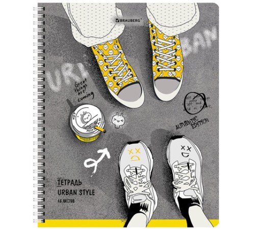 Тетрадь А5 48 л. BRAUBERG гребень, клетка, обложка картон, 