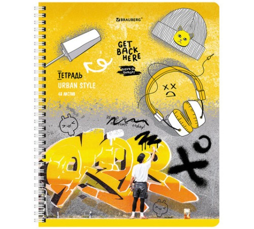 Тетрадь А5 48 л. BRAUBERG гребень, клетка, обложка картон, 