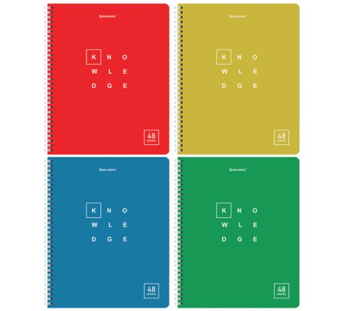 Тетрадь А5 48 л. BRAUBERG, гребень, клетка, обложка картон, 