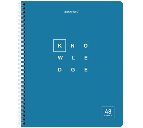 Тетрадь А5 48 л. BRAUBERG, гребень, клетка, обложка картон, 