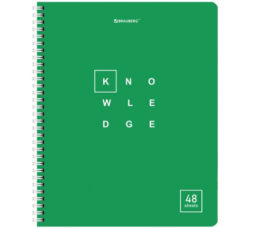 Тетрадь А5 48 л. BRAUBERG, гребень, клетка, обложка картон, 