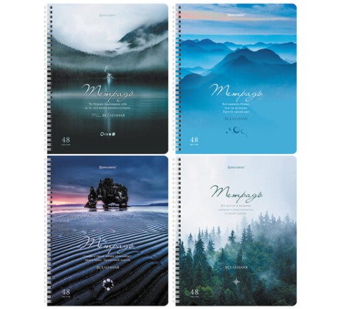 Тетрадь А5 48 л. BRAUBERG, гребень, клетка, обложка картон, 