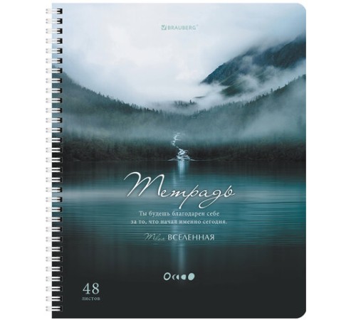 Тетрадь А5 48 л. BRAUBERG, гребень, клетка, обложка картон, 