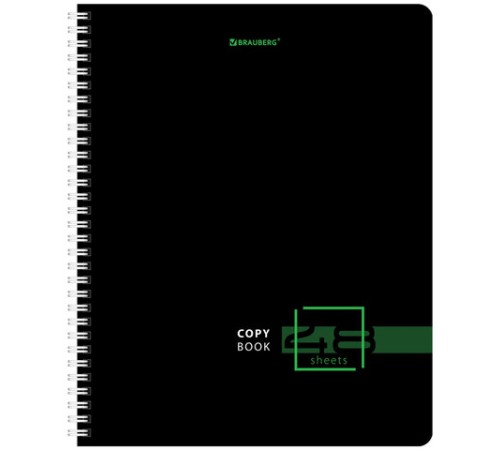 Тетрадь А5 48 л. BRAUBERG, гребень, клетка, глянцевая ламинация, 