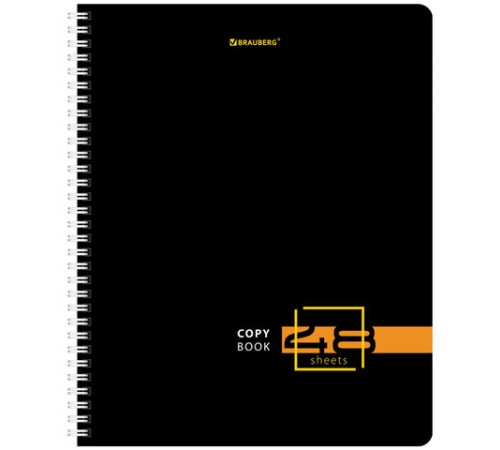 Тетрадь А5 48 л. BRAUBERG, гребень, клетка, глянцевая ламинация, 