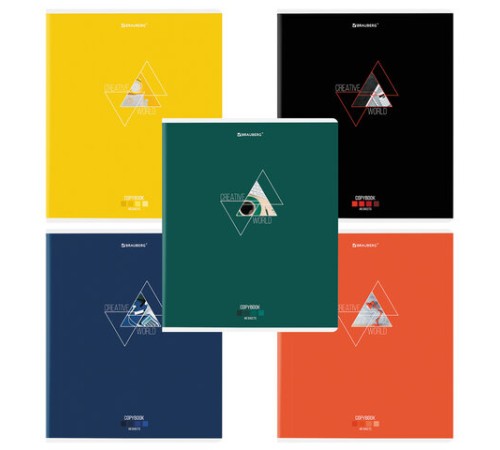 Тетрадь А5, 48 л., BRAUBERG, скоба, клетка, глянцевый лак, 