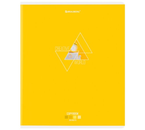 Тетрадь А5, 48 л., BRAUBERG, скоба, клетка, глянцевый лак, 