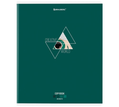 Тетрадь А5, 48 л., BRAUBERG, скоба, клетка, глянцевый лак, 