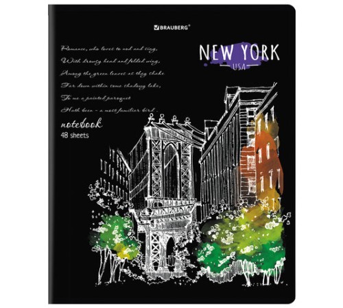 Тетрадь А5, 48 л., BRAUBERG, скоба, клетка, глянцевый лак, 