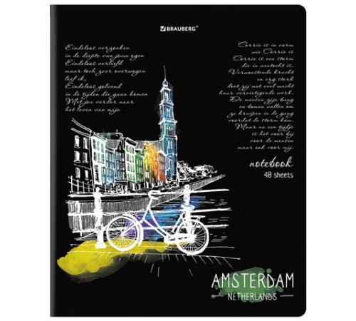 Тетрадь А5, 48 л., BRAUBERG, скоба, клетка, глянцевый лак, 