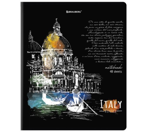 Тетрадь А5, 48 л., BRAUBERG, скоба, клетка, глянцевый лак, 