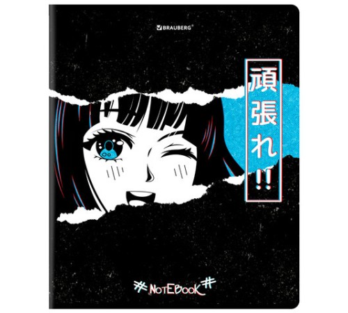 Тетрадь А5, 48 л., BRAUBERG, скоба, клетка, глянцевый лак, 