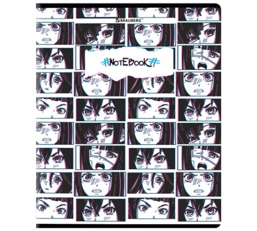 Тетрадь А5, 48 л., BRAUBERG, скоба, клетка, глянцевый лак, 