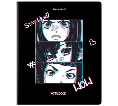 Тетрадь А5, 48 л., BRAUBERG, скоба, клетка, глянцевый лак, 