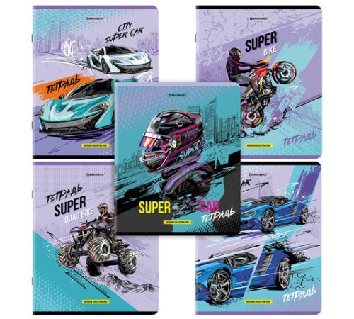 Тетрадь А5, 48 л., BRAUBERG, скоба, клетка, глянцевый лак, 