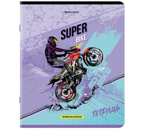 Тетрадь А5, 48 л., BRAUBERG, скоба, клетка, глянцевый лак, 