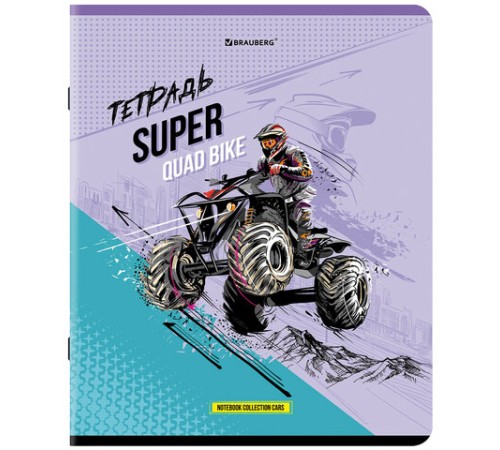 Тетрадь А5, 48 л., BRAUBERG, скоба, клетка, глянцевый лак, 