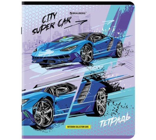 Тетрадь А5, 48 л., BRAUBERG, скоба, клетка, глянцевый лак, 