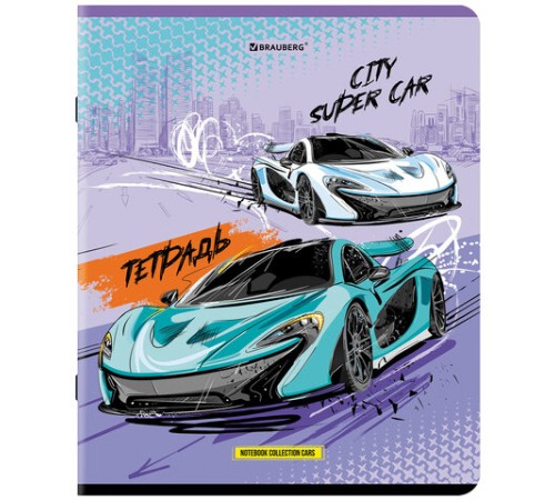 Тетрадь А5, 48 л., BRAUBERG, скоба, клетка, глянцевый лак, 