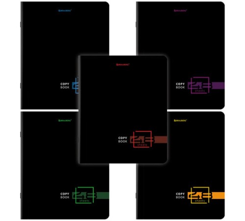 Тетрадь А5, 48 л., BRAUBERG, скоба, клетка, глянцевый лак, 