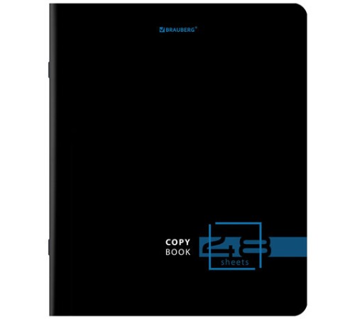 Тетрадь А5, 48 л., BRAUBERG, скоба, клетка, глянцевый лак, 