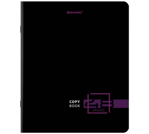 Тетрадь А5, 48 л., BRAUBERG, скоба, клетка, глянцевый лак, 