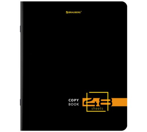 Тетрадь А5, 48 л., BRAUBERG, скоба, клетка, глянцевый лак, 