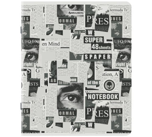 Тетрадь А5, 48 л., BRAUBERG, скоба, клетка, TWIN-лак, 