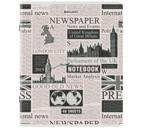 Тетрадь А5, 48 л., BRAUBERG, скоба, клетка, TWIN-лак, 