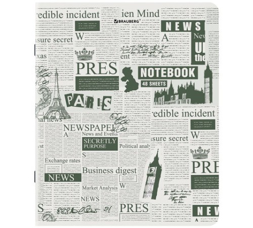 Тетрадь А5, 48 л., BRAUBERG, скоба, клетка, TWIN-лак, 