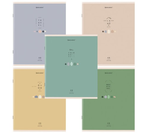 Тетрадь А5 48 л. BRAUBERG скоба, клетка, обложка картон, 