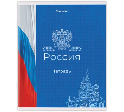 Тетрадь А5 48 л. BRAUBERG скоба, клетка, обложка картон, 