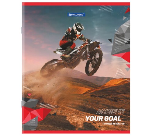 Тетрадь А5 48 л. BRAUBERG скоба, клетка, обложка картон, 