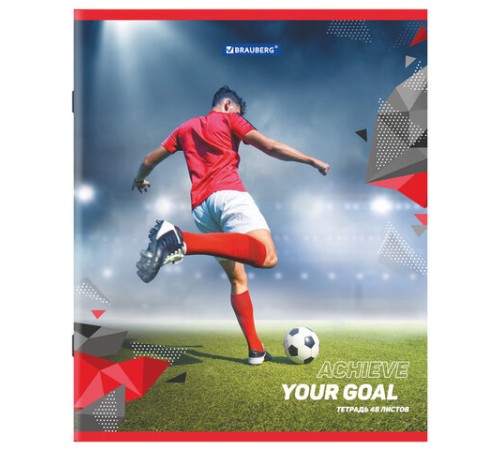 Тетрадь А5 48 л. BRAUBERG скоба, клетка, обложка картон, 