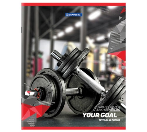 Тетрадь А5 48 л. BRAUBERG скоба, клетка, обложка картон, 