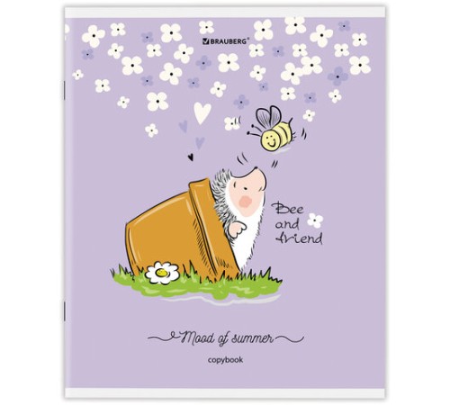 Тетрадь А5 48 л. BRAUBERG скоба, клетка, обложка картон, 